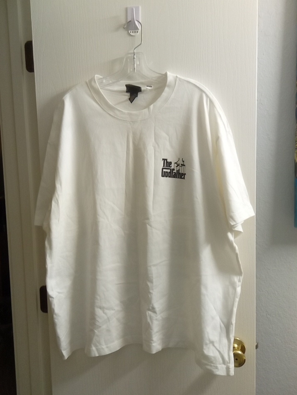 H&M White Men’s T-Shirt with Small Black The Godfather Logo
